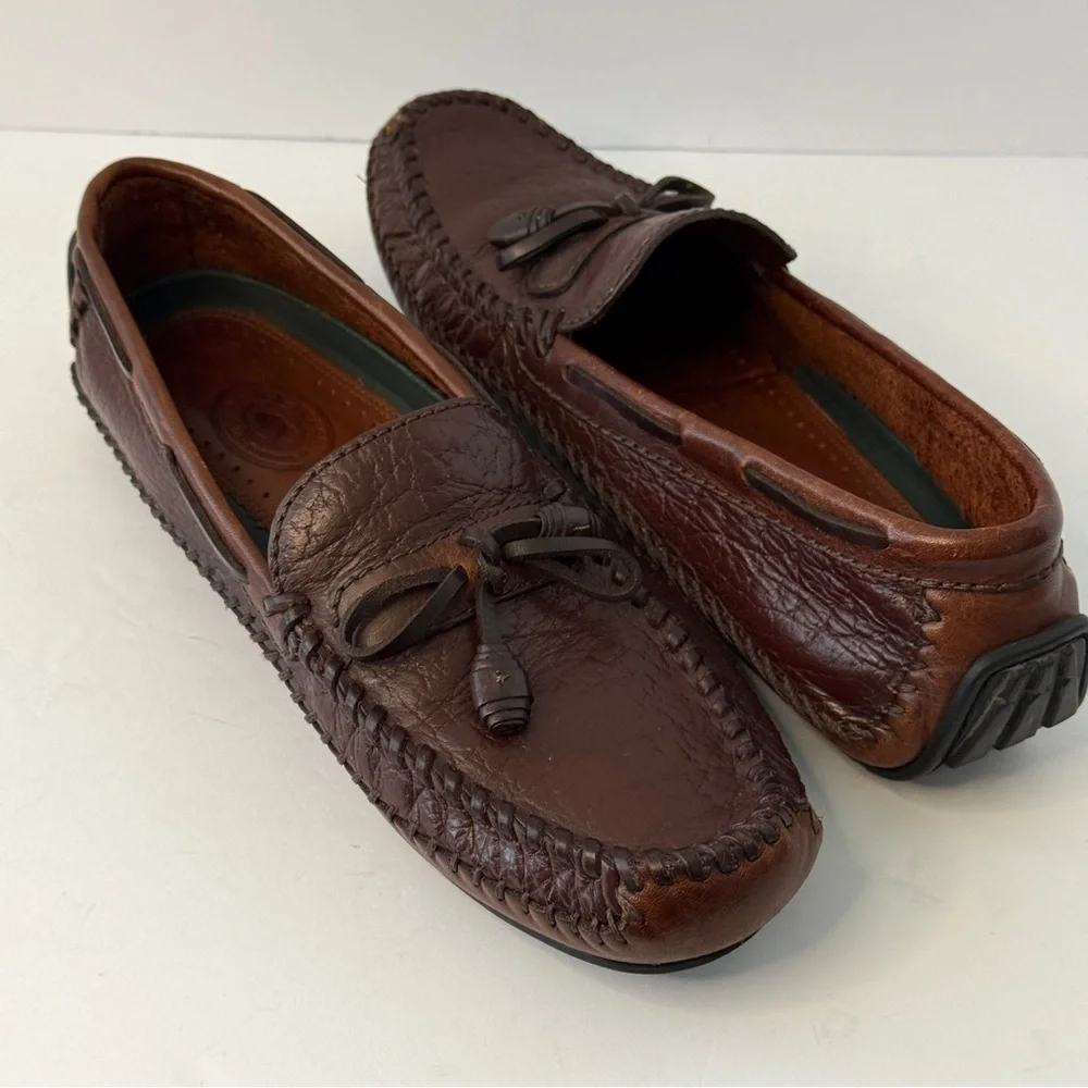 H.S. Trask Men's Brown Leather Driving Moccasin Loafers Size 8M